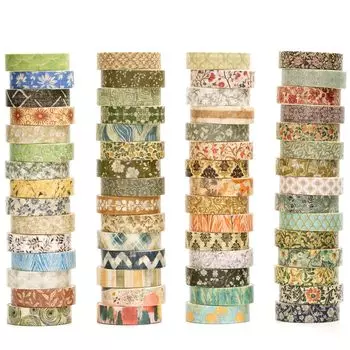 YUBBAEX Masking 60 Retro Basic Washi Value Perfect for and Scrapbooks Tape, Rolls, Design, Pattern, Tape, Pack, Planners, Decorations, Wrapping,
