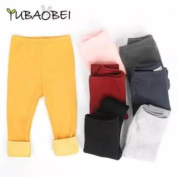 YUBEOBEI, зимние леггинсы для маленьких девочек, хлопковые штаны ярких цветов, толстые брюки для девочек, детская одежда, теплые узкие брюки-карандаш 2T чёрный