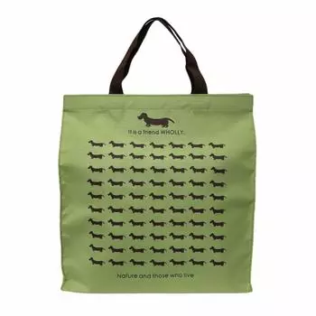 Yubisha Eco Bag Dog Pattern Green Height 36 x Width 33 x Depth 12cm WHOLLY A4 Size Portable Shopping Bag Approx. 3L13-01