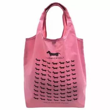 Yubisha Eco Bag Dog Pattern Pink Height 31 x Width 25 x Depth 18cm WHOLLY Foldable Compact Shopping Bag Approx. 3L01-01