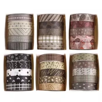 YUBX Masking Narrow Washi Tape Base Patterns for DIY Gift and Gift Decorations Tape, 30-Piece Set, Strips, Crafts, Journals, Planners, Scrapbooks,