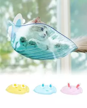 YUCHONG Cat Window Hammock Прозрачная кошачья кровать с присоской Кошачья кровать Кошачий гамак Окно Кошачья ступенька для принятия солнечных ванн Снятие стресса Присоска Установка Загрузка синий