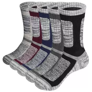 YUEDGE Thick Winter Warm Work Premium Cushioned Crew for and Sizes Set Men s Socks, Breathable, Sweat-Wicking, Odor-Resistant, Cotton, Length, Hiking,