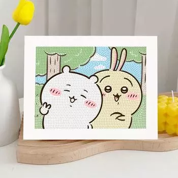 YUEQUN Diamond Art Anime 17x22cm Framed Cute Diamond Painting Kit Round Beads Full Paste Bead Art Set Children Adults Stylish DIY Handmade Painting