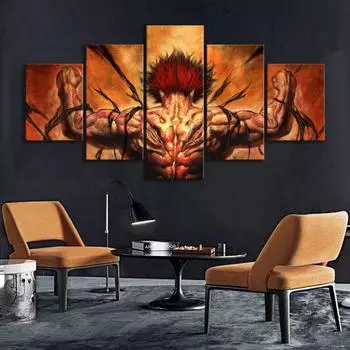 Yujiro Hanma Baki The Grappler аниме 5 шт. настенное искусство холст декоративные постеры живопись для гостиной домашний декор фотографии 20x35 20x45 20x55cm