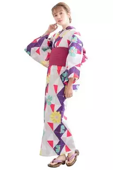 Yukata Change 6 Piece Set Heiko Waist Strap x Retro C Anemone [KYOETSU] Set, Weave, (Yukata, Obi, Underwear, Geta, 2) Women s (1. Modern)