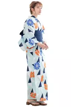 Yukata Change 6 Piece Set Heiko Waist Strap x Retro C Classic Hana [KYOETSU] Set, Weave, (Yukata, Obi, Underwear, Geta, 2) Women s (4. Ichika)