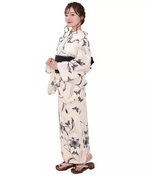 Yukata change set heiko E Kuroageha fantasy one size fits [KYOETSU] set, weave, unbleached, 2-piece (yukata, obi), women s (6. search, most)