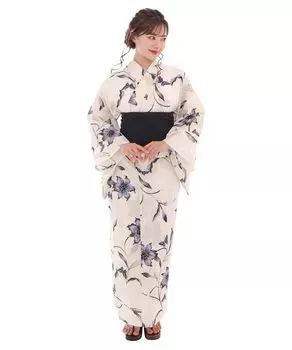 Yukata change set heiko ladies E Kuroageha fantasy [KYOETSU] set, weave, unbleached, 6-piece (yukata, obi, underwear, geta, waistband), (6. survey)