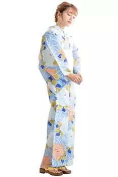 Yukata Change Set Heiko Waist Strap x Retro Camellia on the surface of the [KYOETSU] Set, Weave, 6-piece (Yukata, Obi, Underwear, Geta, 2), C, Women s