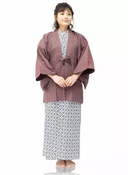 Yukata Inn set inn ladies [KYOETSU] Set, Yukata, 4-piece (haori, yukata, obi, co-lace), (yukata-150, haori-red) красный