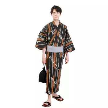 Yukata Obi 2 Piece Set Gentleman S Size Black Brown Kawanu in [Fuuka] Men s (Obi/Made Japan/B249 Gray) коричневый