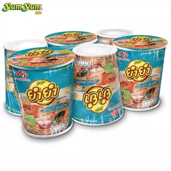 Yum Yum Cup TemTem, Tom Yum Ta Lay Mor Fai Flavor, 60 г, 6 шт - Тайская лапша быстрого приготовления 60 g x 6 pcs