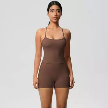 Yungan Облегающий пескоструйный быстросохнущий костюм для йоги, шорты с карманами для подтяжки бедер, комплект из двух предметов для бега и фитнеса для женщин S