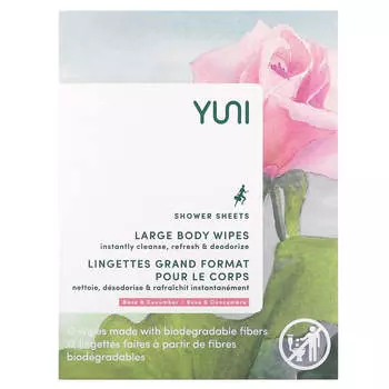 Yuni Beauty, Душевые простыни, Роза и огурец, 12 шт.