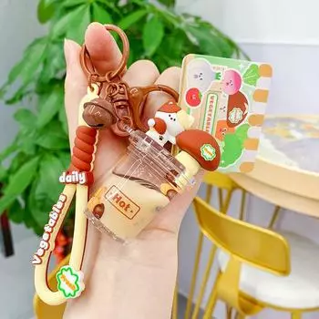 Yunnan Mushroom Original Cartoon Keychain Plush Accessory For Gifts S And Cat Milk Tea