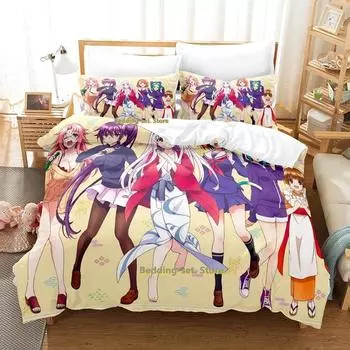 Yuragi-sou No Yuuna-san Bedding Set Single Twin Full Queen King Size Bed Set Adult Kid Bedroom Duvetcover Sets 3D Anime Bed 70x133cm 2pcs