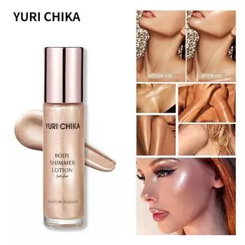 YURI CHIKA Хайлайтер-флюид для лица, светящийся хайлайтер для всего тела, фиксация, пляжное сексуальное масло для хайлайтера