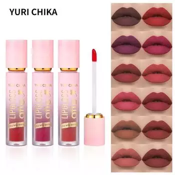 YURI CHIKA Матовая глазурь для губ Матовый водостойкий антипригарный стаканчик Невыцветающий цветной блеск для макияжа для губ