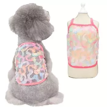 Yuriya Dog Dog See Tank Going S Одежда, Лето, Милая, Одежда, Тюль, Камзол, Прозрачный, Сквозь, Лепестки, Дышащий, Легкий, Собака, Кошка, Домашнее животное,