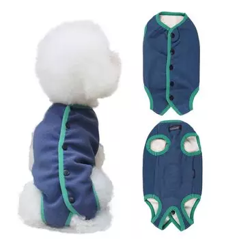 Yuriya Dog Открытая спина Жевательная стерилизация Покрытие кожи Шрам Царапины Холод Маленький S Одежда, Осенние/Зимние комбинезоны, Теплая, Послеоперационная одежда, Пуговицы, Пижамы,