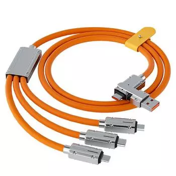 YurKem 120 Вт цинковый сплав 2 в 3 силиконовый провод Сверхбыстрый зарядный кабель Передача данных Type-c USB на Lightning Type-c Mirco USB Для iphone Samsung оранжевый