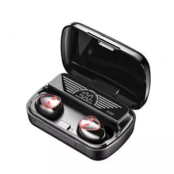 YurKem Bluetooth 5.2 Гарнитура TWS Touch с дисплеем питания Наушники-вкладыши True Wireless Наушники с цифровым дисплеем Наушники для киберспорта чёрный