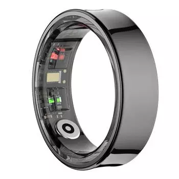 YurKem Смарт-кольцо для измерения сердечного ритма, кислорода в крови, артериального давления для мужчин и женщин, фитнес-трекер, спортивный IP68, водонепроницаемое Bluetooth-кольцо Size 8 (18.3mm) чёрный