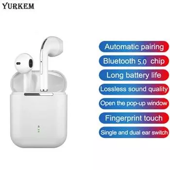YurKem TWS Bluetooth игровые наушники стерео гарнитура настоящие беспроводные спортивные наушники-вкладыши наушники громкой связи с микрофоном для мобильного телефона чёрный