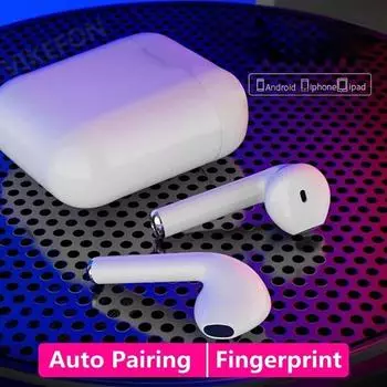 YurKem TWS Stereo Wireless 5.0 Bluetooth Наушники-вкладыши Мини-наушники Игровая спортивная гарнитура с зарядным устройством Микрофон для смартфонов Android IOS чёрный