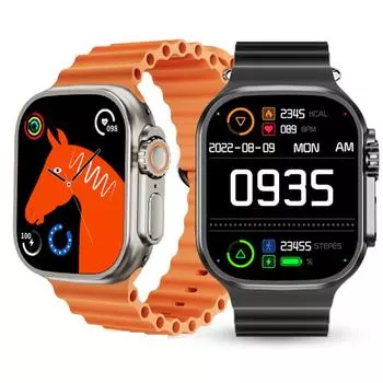 YurKem Ultra 8 2,2-дюймовые умные часы IWO Sports Men Wowen GPS слежение за движением сердечного ритма с беспроводной зарядкой умные часы для IOS Android чёрный