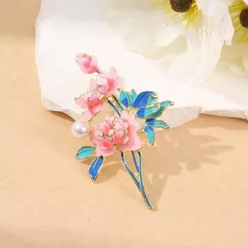 Yutsai Elegant Gradient Peony Flower Brooch Alloy Advanced Women Jewelry Accessories Gifts PD2302 розовый