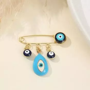 Yutsai Trendy Eye Demon Brooch Alloy Advanced Exaggerated Women Jewelry Accessories Gifts PD2303 синий