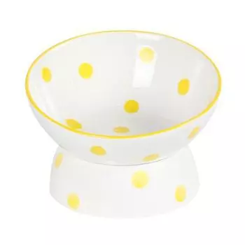 yuusaki Pet Cat Food Water 15 Degree Easy to Food Cat Food Water Bowl for Small Pet For Dogs and Cats Polka Bowl, Tableware, Bowl, Bowl, Slope,