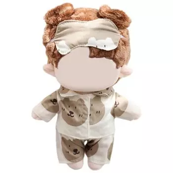 YUYAKESHI Cotton Doll Bear Cute Doll Clothes Changing Pajamas Accessories 20cm Doll Eye Mask Stuffed Toy Decoration 3 Pieces (Pajamas White)