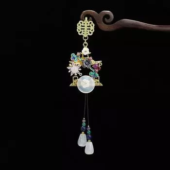 Yuyuqionglou original design cheongsam pressure placket pendant jade pendant fringe exquisite retro pendant accessories