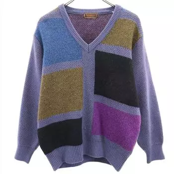 YVES SAINT LAURENT 80s 90s Wool Blend Old Long sleeve V neck sweater Men s Used