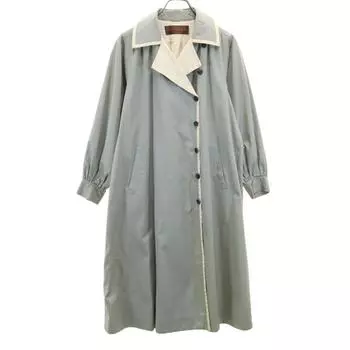 YVES SAINT LAURENT 90s Old coat T9-110 Blue x Ivory Women Used