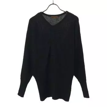 YVES SAINT LAURENT 90s Old Long sleeve V neck knit M black sweater Women Used