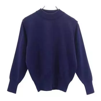 YVES SAINT LAURENT 90s Old Wool Logo embroidery Long sleeve sweater knit Women Used