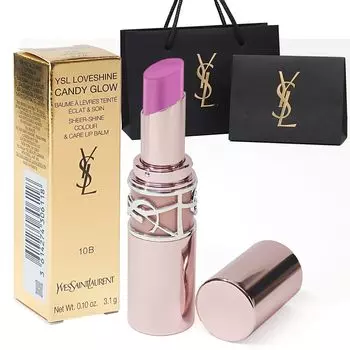 Yves Saint Laurent Love Shine Candy Glow Balm Лавандовая помада Косметика Универмаг косметика Подарок с покупкой [ ] (#10B Пламя) 3,1 г