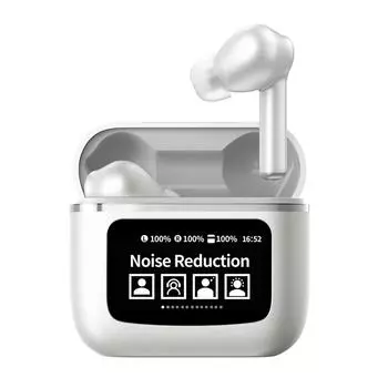 YW09 Беспроводная BT-гарнитура с приложением, ЖК-дисплеем, полноцветным сенсорным экраном, зарядным чехлом и функцией интеллектуального шумоподавления белый