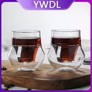 YWDL 120/130 мл двухслойная стеклянная чашка с подвесным ушком для эспрессо-кофе, чашка для вечеринки с молоком, бренди, вина, прозрачная кружка 120ml