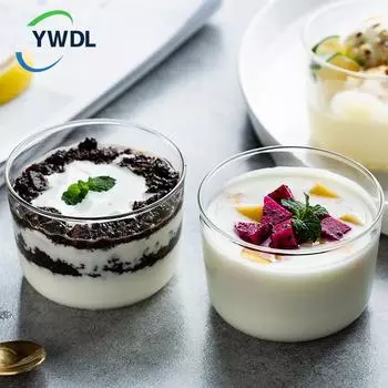 YWDL 2/4 шт. Набор прозрачных стеклянных стаканчиков для десерта, термостойкие стаканчики для желе, пудинга, формы для мусса, мороженого, блюдо для вечеринки, миска для приправ 190-335ml