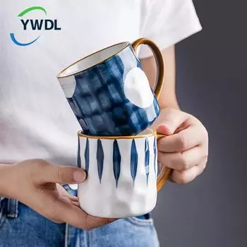 YWDL 400 мл керамическая кружка для кофе с неровной поверхностью, термостойкая чашка для молока и овса с ручкой, домашняя кружка, посуда для напитков, японская 400ml