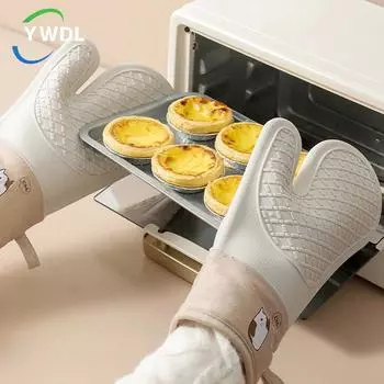 YWDL утолщенные силиконовые перчатки для микроволновой печи с рисунком кота, противоскользящие перчатки для выпечки и барбекю, термостойкие кухонные прихватки для готовки