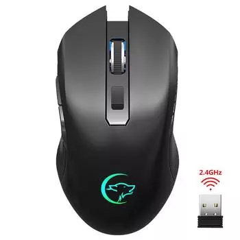 YWYT G851 Беспроводная мышь 2,4 ГГц Перезаряжаемая бесшумная мышь Эргономичная мышь с красочным световым эффектом чёрный