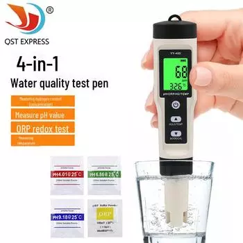 YY-400 4-в-1 тестер качества воды с подсветкой - проверяет содержание ионов водорода и насыщенность Backlight