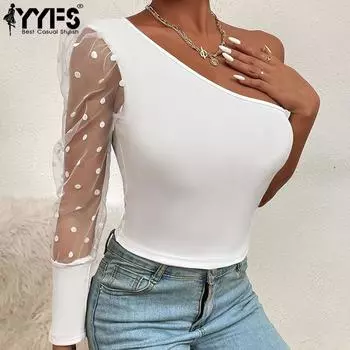 YYFS Women s Fashion Casual Spring Fall Solid Color Print Long Sleeve Oblique Collar Blouses & Shirts S чёрный