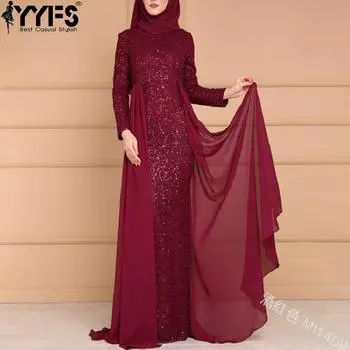 YYFS Women s Fashion Spring Fall Long Sleeve High Waist O-Neck Cocktail & Evening Dresses